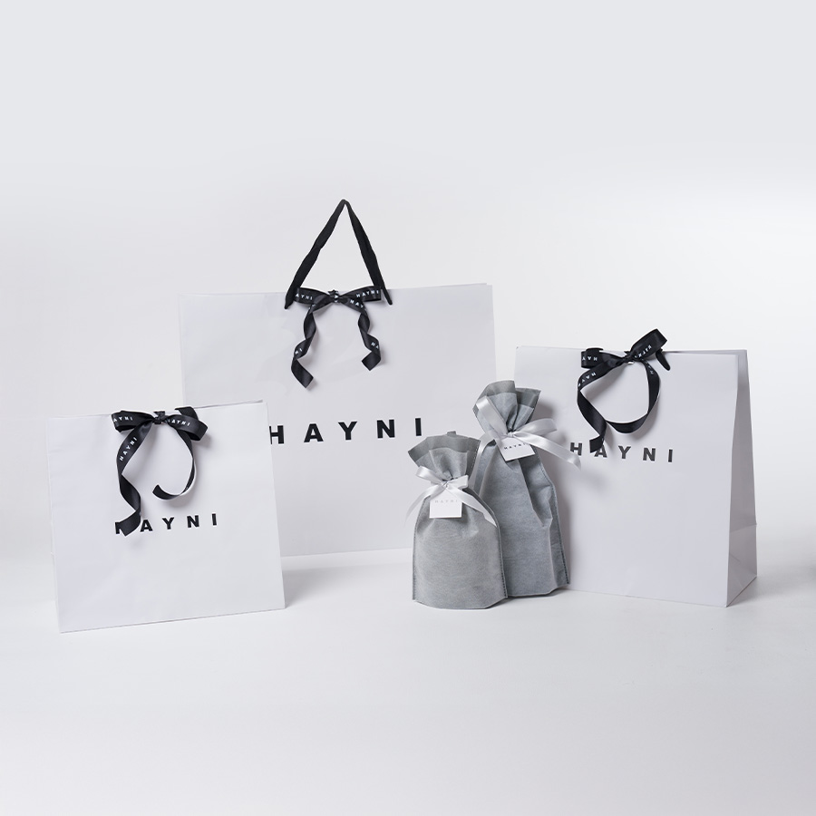 HAYNIのギフトバッグとリボン付きラッピング
